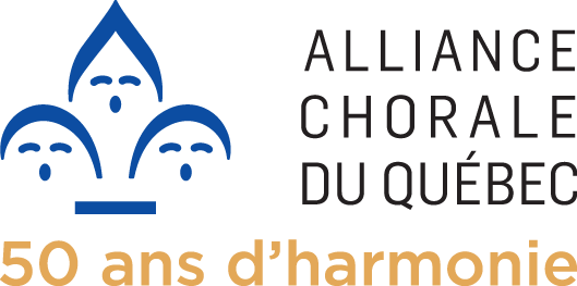 Logo de l'Alliance chorale du Quebec, logo bleu, noir et or