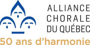 Logo de l'Alliance chorale du Quebec, logo bleu, noir et or