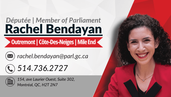 Rachel Bendayan, Députée fédérale pour Outremont, Côte-des-Neiges et Mile End.