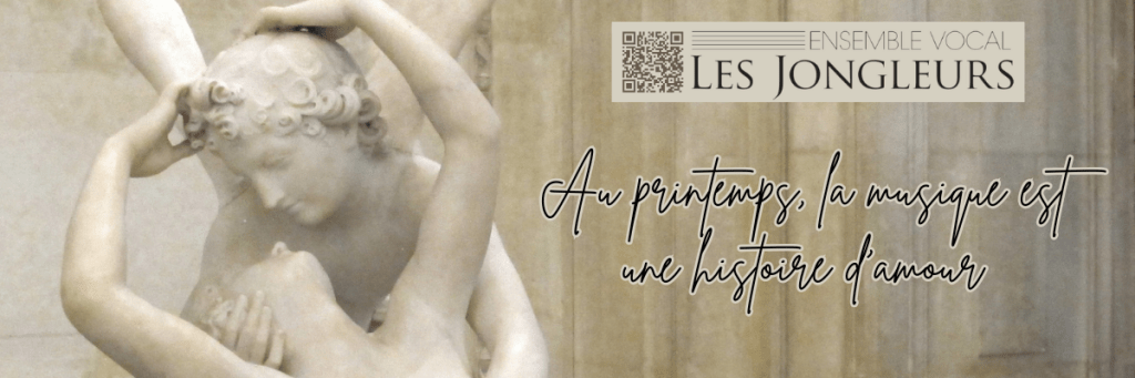 bannière du concert du 31 mai 2026 16h avec image de la sculpture "Psyché ranimée par le baiser de l'Amour" (marbre sculpté entre 1787 et 1793 par Antonio Canova, Musée du Louvre)